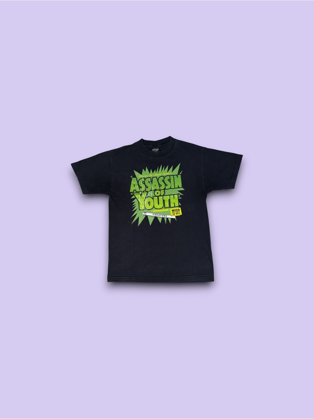 NOS Vintage CREATURE SKATEBOARDS T-Shirt "Mary Jane Assassin of Youth" M